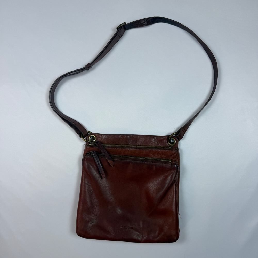 Margot New York Leather Crossbody Bag Womens Medium Brown Multi-Pocket